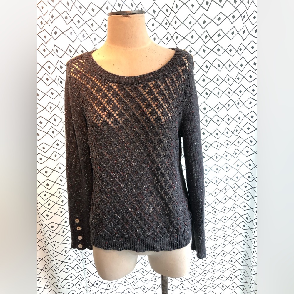 ModCloth open knit sweater. Green with red and white flecks. XL
